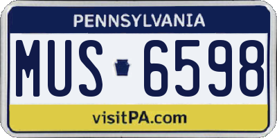 PA license plate MUS6598