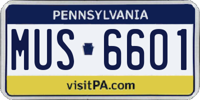PA license plate MUS6601