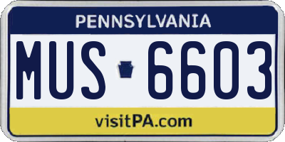 PA license plate MUS6603
