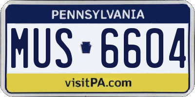 PA license plate MUS6604