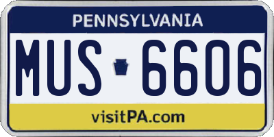 PA license plate MUS6606