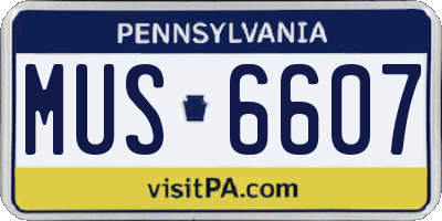 PA license plate MUS6607