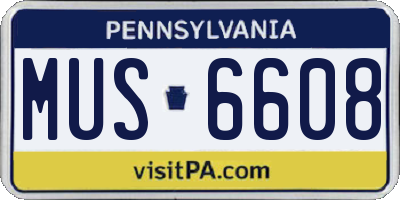 PA license plate MUS6608
