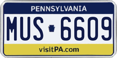 PA license plate MUS6609