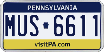 PA license plate MUS6611