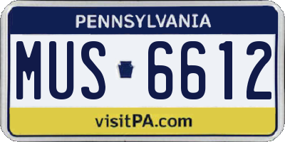 PA license plate MUS6612