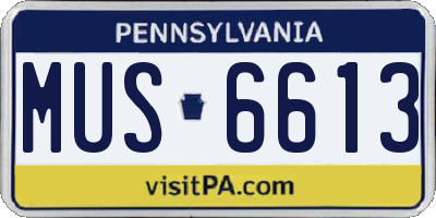 PA license plate MUS6613