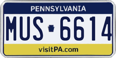 PA license plate MUS6614