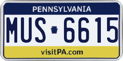 PA license plate MUS6615