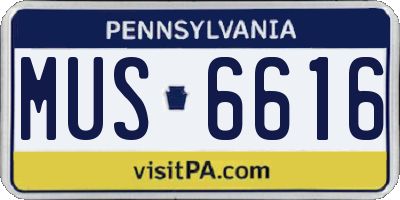 PA license plate MUS6616