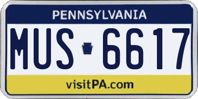 PA license plate MUS6617