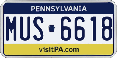 PA license plate MUS6618