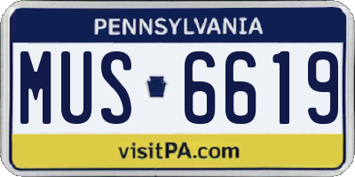 PA license plate MUS6619