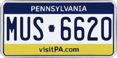 PA license plate MUS6620