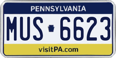 PA license plate MUS6623