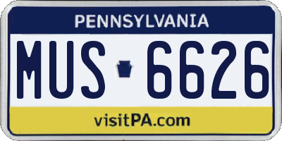 PA license plate MUS6626