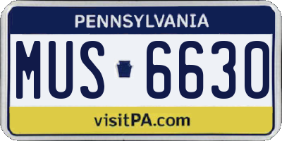 PA license plate MUS6630