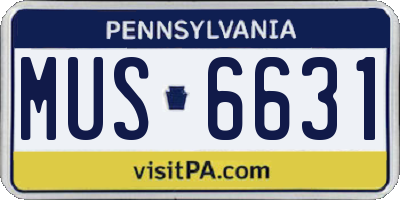 PA license plate MUS6631