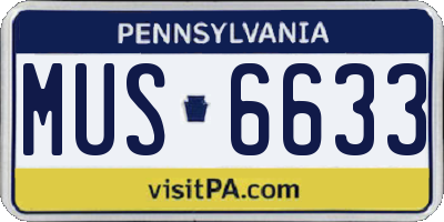 PA license plate MUS6633