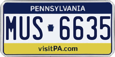 PA license plate MUS6635