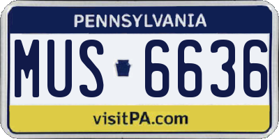 PA license plate MUS6636
