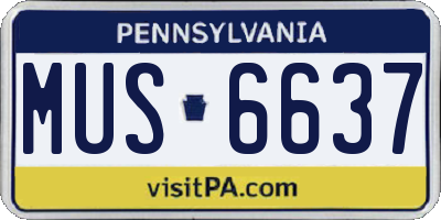 PA license plate MUS6637