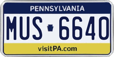 PA license plate MUS6640
