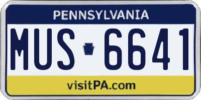 PA license plate MUS6641