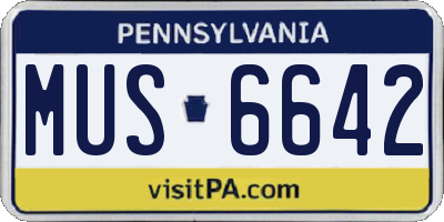 PA license plate MUS6642
