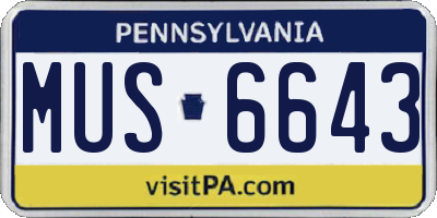 PA license plate MUS6643