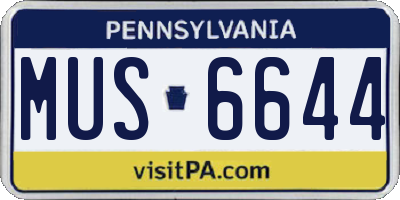 PA license plate MUS6644