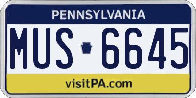 PA license plate MUS6645