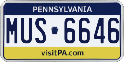 PA license plate MUS6646