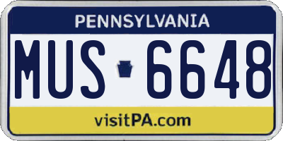 PA license plate MUS6648