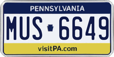 PA license plate MUS6649
