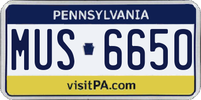 PA license plate MUS6650