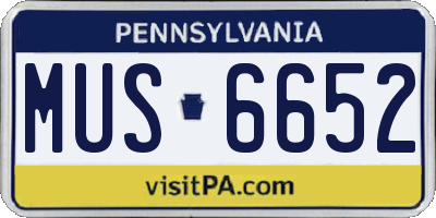 PA license plate MUS6652