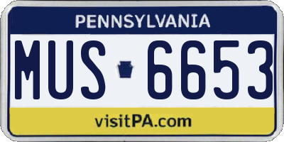 PA license plate MUS6653