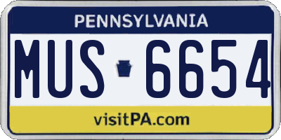 PA license plate MUS6654