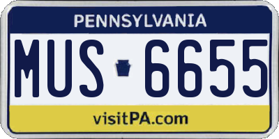 PA license plate MUS6655