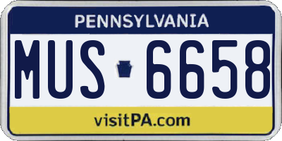 PA license plate MUS6658