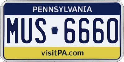PA license plate MUS6660