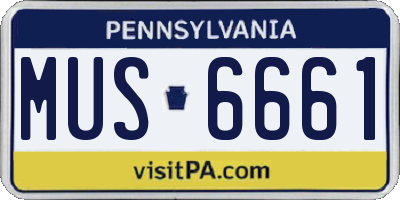 PA license plate MUS6661