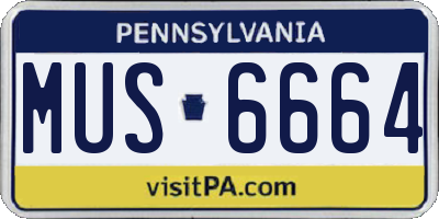 PA license plate MUS6664