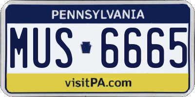 PA license plate MUS6665