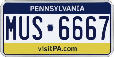 PA license plate MUS6667