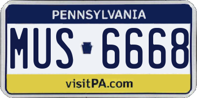 PA license plate MUS6668
