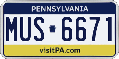 PA license plate MUS6671