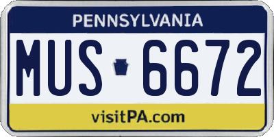 PA license plate MUS6672