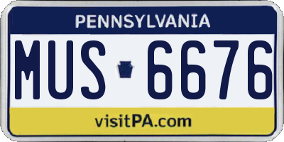 PA license plate MUS6676